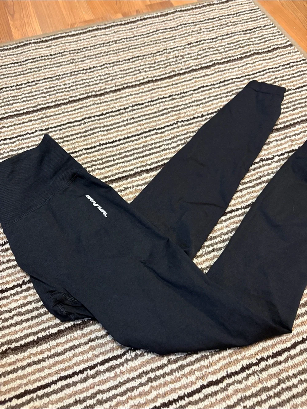 Girls' Black Leggings with Subtle Side Logo